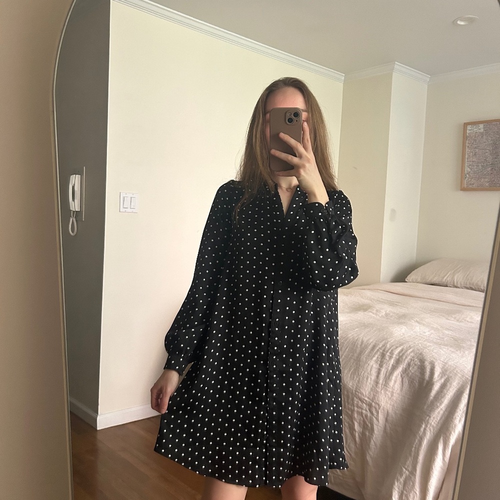 H&M polka dots black shirt dress
